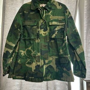 Free People Green Camouflage Jacket